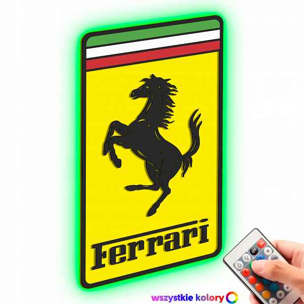 Dřevěný obraz 3D Logo Ferrari Nástěnná Dekorace Dárek Noční Lampa Led