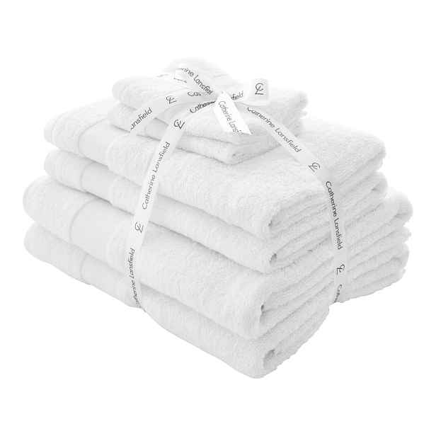 Bílé froté bavlněné ručníky a osušky v sadě 6 ks Anti-Bacterial – Catherine Lansfield