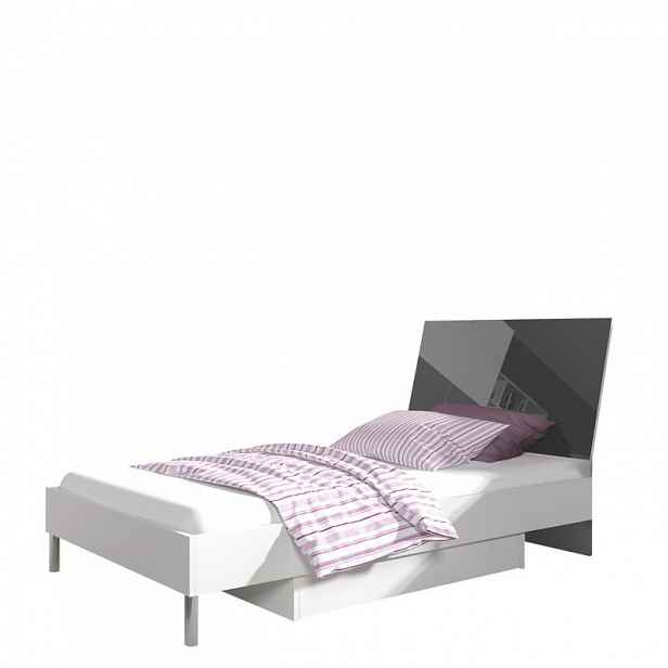 Dětská postel s roštem 90x200 GORT 2 - bílá / lesklá šedá