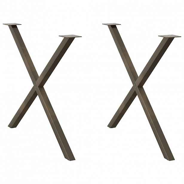 vidaXL Nohy k jídelnímu stolu ve tvaru X, 2 ks, přírodní ocel, 90 x (72-73) cm, ocel