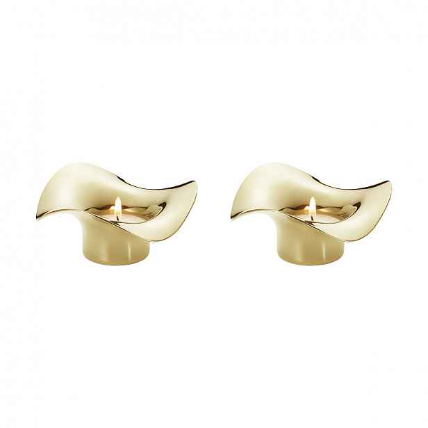 Zlacený čajový svícen Cobra, set 2ks - Georg Jensen