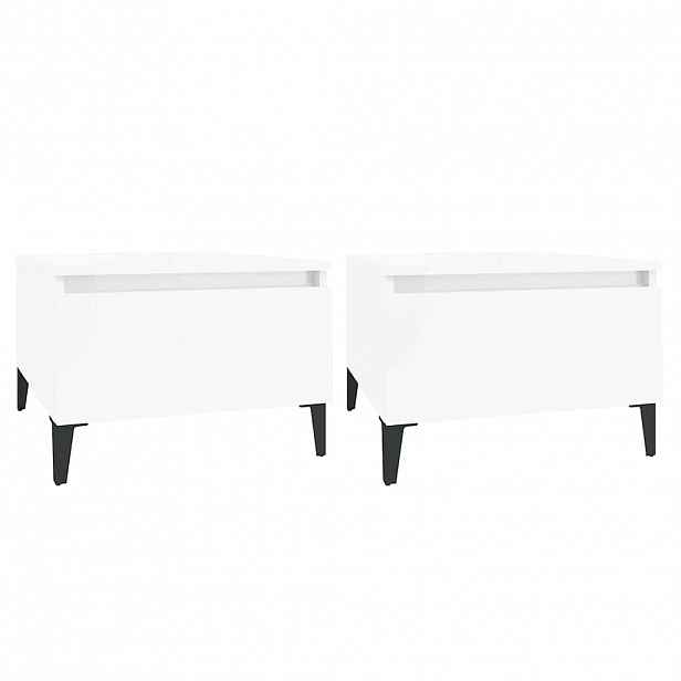 vidaXL Odkládací stolky 2 ks lesklé bílé 50x46x35 cm kompozitní dřevo