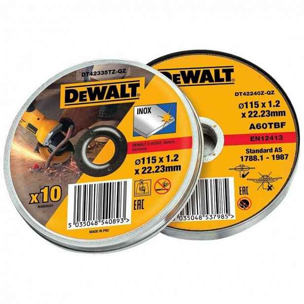 DeWALT - Sada řezných kotoučů na nerezovou ocel 115x22,2 mm, 10 ks DT42335TZ