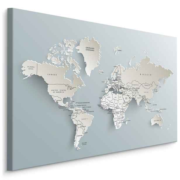 MyBestHome BOX Plátno Mapa Světa S 3D Efektem Varianta: 90x60