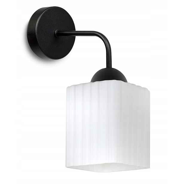 Nástěnná Lampa Černá Jednoduchá Bílá Skleněná E27 Rýhovaná Glamour