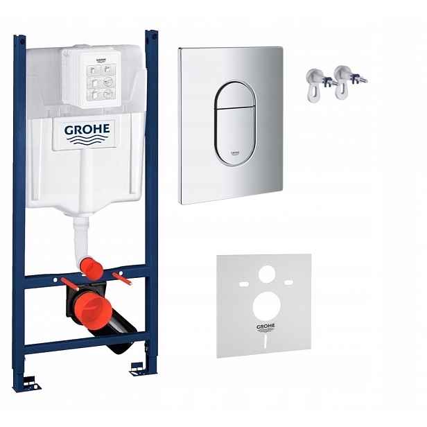 Kompletní podomítkový Wc set – stojan Grohe stříbrné tlačítko