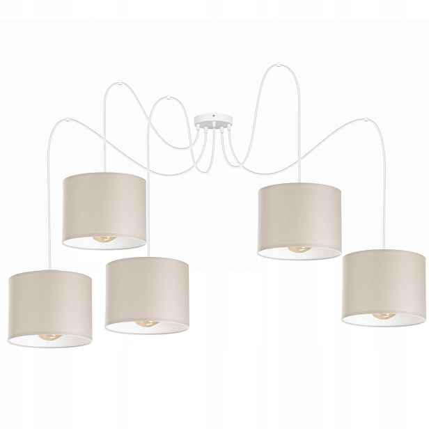 Závěsná Stropní Lampa Lustr Pavouk Se Stínítkem, Světlý Kašmír, Béžová