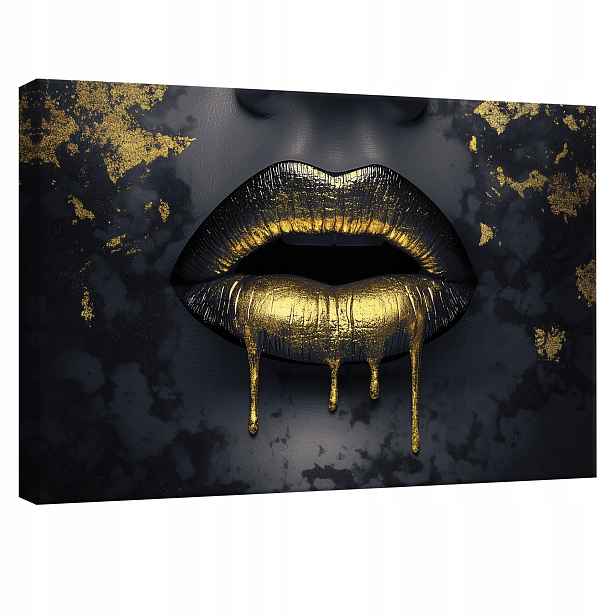 Obraz Ústa zlatá žena glamour plakát na plátně canvas 120x80 cm