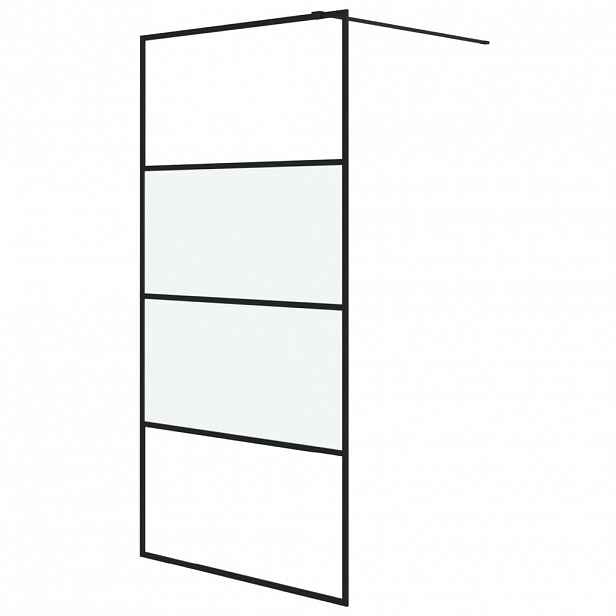 vidaXL Sprchová zástěna walk-in černá 100x195 cm napůl mléčné ESG sklo