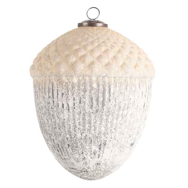 Bílá vánoční ozdoba ve tvaru žaludu - Ø 15*20 cm Clayre & Eef