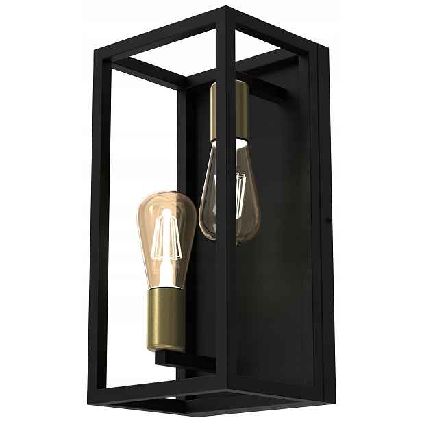 Nástěnná lampa Loft Industriální klec Nástěnné svítidlo Frame Černá Zlatá 2xE27