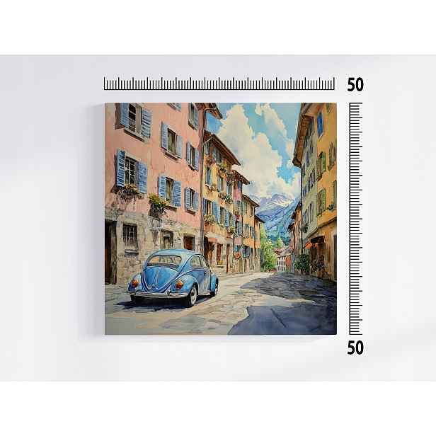Obraz Na Plátně Canvas Město Městečko Ulička Modré Auto 50x50