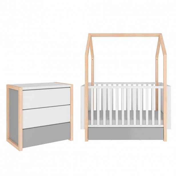 Petits-meubles POKOJ PRO MIMINKO 2DÍLNÝ Bílá a šedá