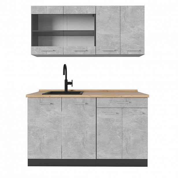 Vicco JEDNOTKOVÁ KUCHYNĚ R-Line Beton 140 cm , PD Dub