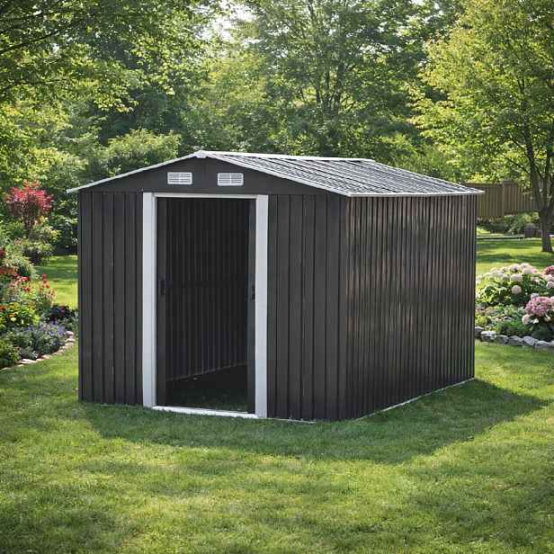 Zahradní domek BestBerg BBSH-1113A / 13,3 m² / 342,5 x 389 x 202 cm / antracit/bílá