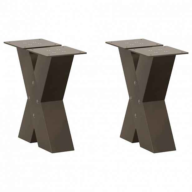 vidaXL Nohy konferenčního stolku ve tvaru X, 2 ks, přírodní ocel, 30 x (30-31) cm, ocel
