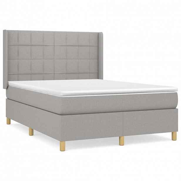 vidaXL Box spring postel s matrací světle šedá 140 x 190 cm textil