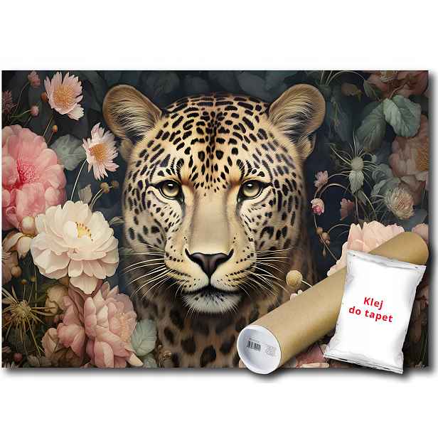 Vliesová fototapeta Jaguar Zvíře Kočka Květy Příroda 416x254