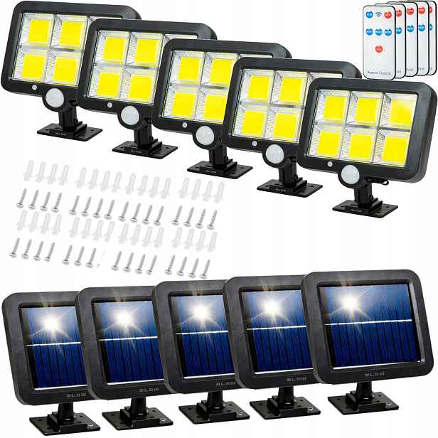 5 x Solární Lampa Led Senzor Pohybu Soumraku Venkovní Zahradní Halogen