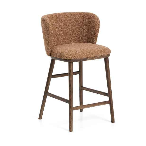 Čalouněná barová židle v terakotové barvě (výška sedáku 65 cm) Ciselia – Kave Home