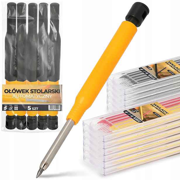 5x Automatická Truhlářská tužka Tužky 36x Černá 36x Barevná 8G-T