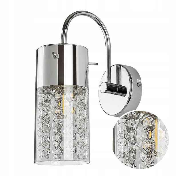 Chromové koupelnové nástěnné svítidlo Sklo E14 40W IP44 Glamour Niagara Rabalux