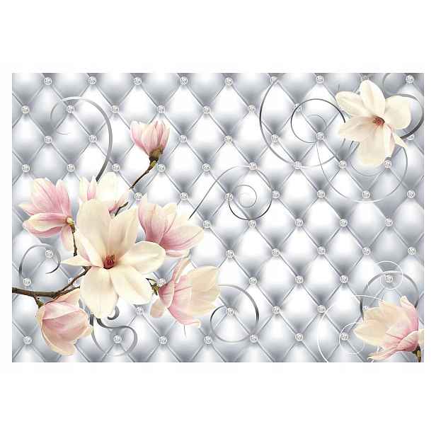 Fototapeta Magnolie Stříbrné Květiny Elegance do obývacího pokoje 300x210 lepidlo