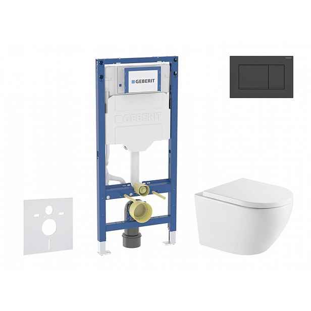 Geberit Duofix - Set předstěnové instalace, klozetu Oudee a sedátka softclose, tlačítko Sigma20, matná černá/černá SANI11CA5174