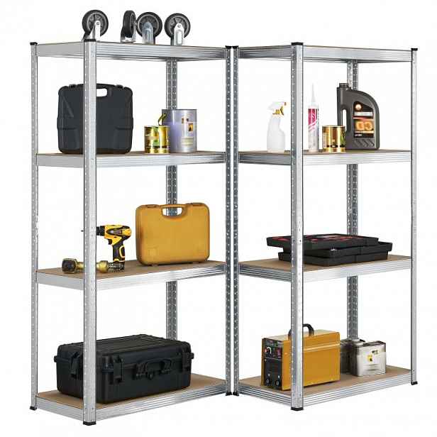 Kovový regál Easy 2 ks 160x80x40 cm, 4 police, nosnost 640kg