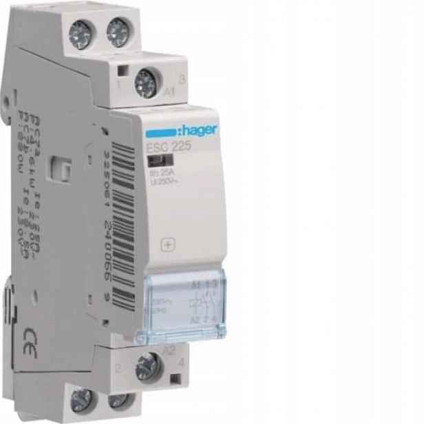 Stykač Hager ESC225 (1P, 25A, 230V, 2NO, 1 modul)