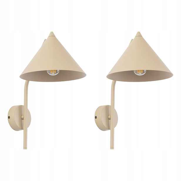 Tk Lighting Sada 2 x nástěnných svítidel Nástěnná lampa Svítidlo Cono Béžová E27 15W