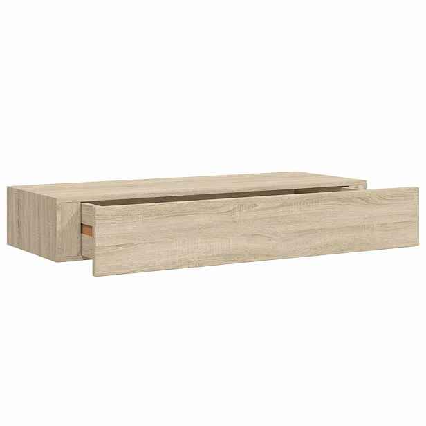 vidaXL Nástěnná police se zásuvkou dub 60 x 23,5 x 10 cm MDF