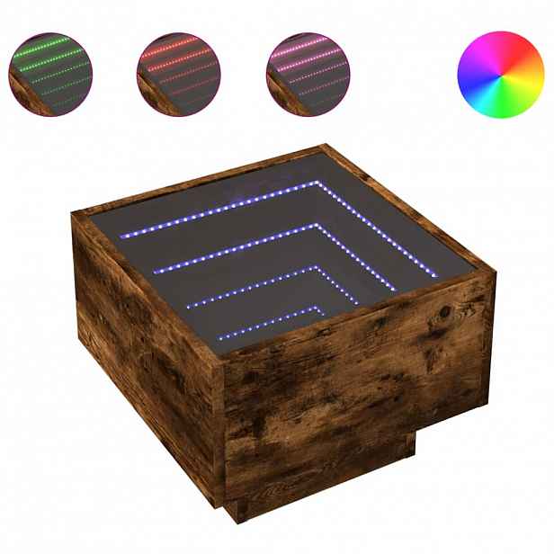 vidaXL Odkládací stolek s LED kouřový dub 40x40x30 cm kompozitní dřevo