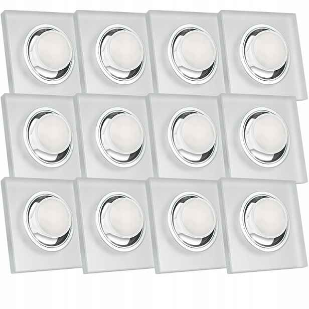 12X Skleněná Zapuštěná Lampa Námraza Kolo Silné Sklo 5W Žárovka