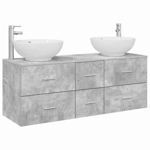 vidaXL Sada koupelnového nábytku 3 ks Betonově šedá 129 x 44,5 x 80 cm