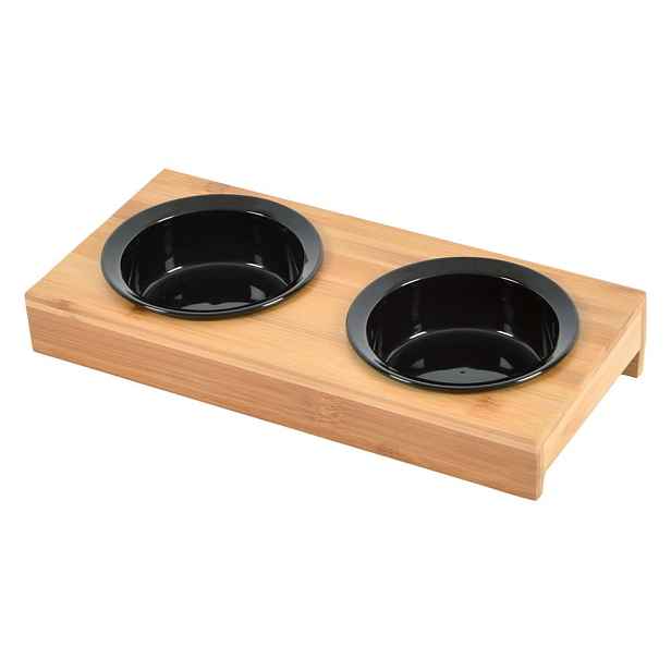 Bambusový set misek s podstavcem pro psa ø 12 cm – Love Story