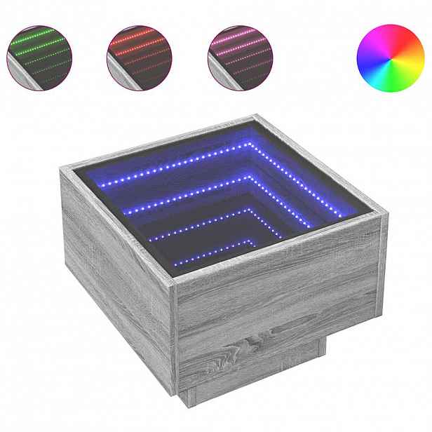 vidaXL Odkládací stolek s LED šedý sonoma 40x40x30 cm kompozitní dřevo