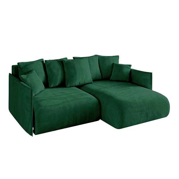 ALTDECOR ROHOVÁ SEDAČKA s funkcí spaní a otomanem, pravá ONESK-L 216x177x72 Zelená Velur
