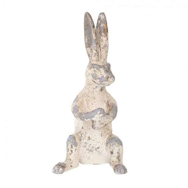 Béžovo-šedá dekorace králík ve vintage stylu - 8*9*17 cm Clayre & Eef