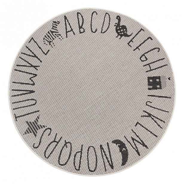 Černo-šedý dětský koberec Ragami Letters, ø 120 cm