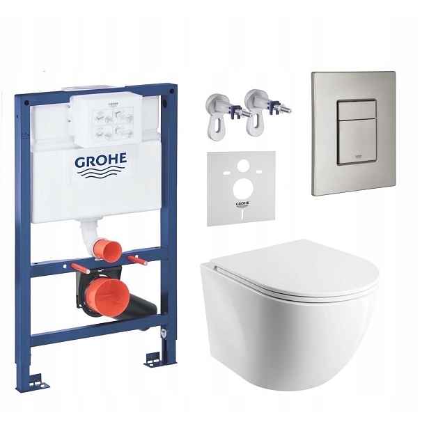 Sada Wc Grohe 820 mm s mísou Omnires Ottawaspmwbp a tlačítkem ocel