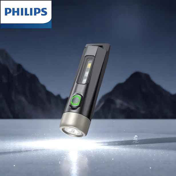 TEMU Philips silná mini svítilna s přenosným klíčenkou, fialové světlo typu C nabíjecí noční cestovní nezbytnost pro a nouzové situace, nastavitelné