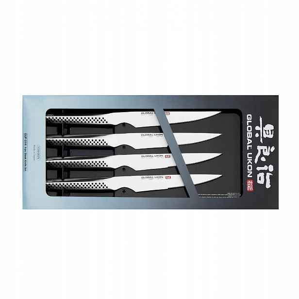 Sada 4 steakových nožů Global Ukon GUF-31/4 13 cm, zoubkované, Cromova 18