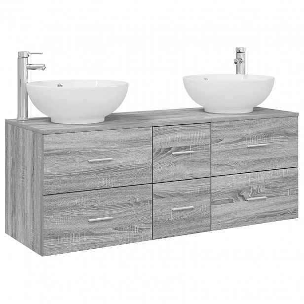 vidaXL Sada koupelnového nábytku 3 ks Šedý Sonoma 129 x 44,5 x 80 cm