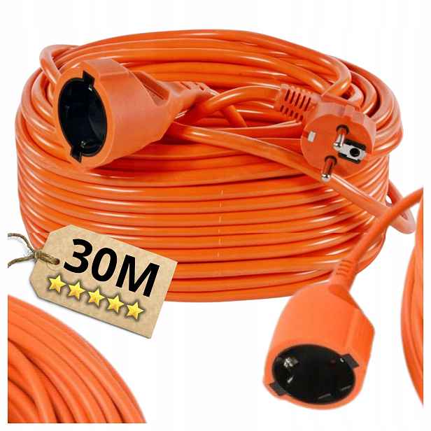 Prodlužovací Kabel Pro Zahradní Sekačku 30M Stavební Silný Šňůra 3x2,5mm
