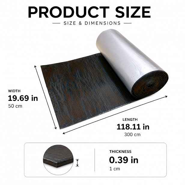 TEMU Samolepicí izolační role z hliníkové fólie s vysokou hustotou o tloušťce 10 mm/0,39 palce - Tepelná ochrana, zvukotěsný materiál pro střechy,