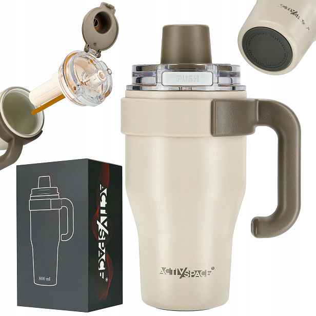 Termohrnek Termos Na Horké Nápoje Káva Čaj Brčko Držák 800ml