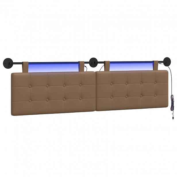 vidaXL Závěsné čelo postele S LED osvětlením Cappuccino Umělá kůže