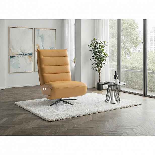 Sit & More RELAXAČNÍ KŘESLO, kůže, curry žlutá