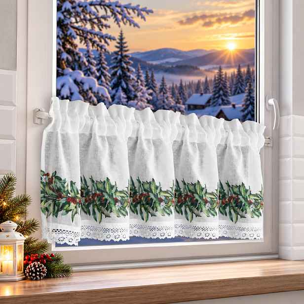 Vánoční hotová vitrážová záclona WINTERLAND 150x30 cm